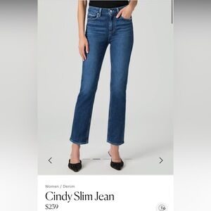PAIGE Cindy Slim Straight Jeans in Blue Indigo